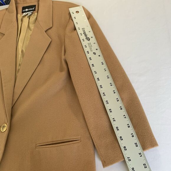 Vintage Sag Harbor Blazer Jacket 100% Wool Women 14 Camel Tan Brown Academia - Picture 10 of 13